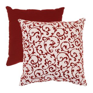Pillow Perfect Red/ White Flocked Damask Throw Pillow Pillow Perfect Throw Pillows