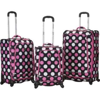 Rockland Fusion 3 Piece Luggage Set F180 Multi Pink Dots Rockland Three piece Sets