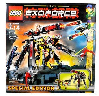Lego Year 2007 Special Edition Exo Force Series Mecha Vehicle Figure Set # 7721   COMBAT CRAWLER X2 with Detachable Battle Machine, Clawed Legs, Prison Capture Cage and Powerful Firing Cannon Plus Ryo Minifigure with Missile Launching Strike Flyer and Spec