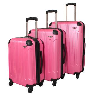 Rockland London Light Weight Expandable Pink 3 piece Hardside Spinner Upright Luggage Set Rockland Three piece Sets