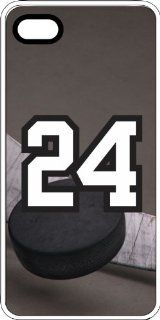 Hockey Sports Fan Player Number 24 Clear Rubber Decorative iPhone 4/4s Case Cell Phones & Accessories