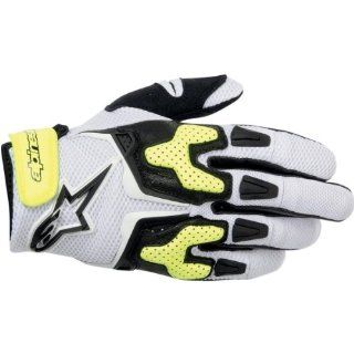 Alpinestars Mens SMX 3 Air Motorcycle Gloves Black/White/Yellow/Flourescent Yellow XXL 2XL Automotive