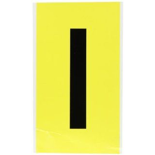 Brady 3470 I Repositionable Vinyl Cloth (B 498), 6" Black on Yellow 34 Series Indoor Numbers and Letters, Legend "I" (1 Card)