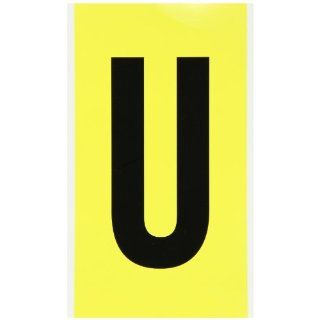 Brady 3470 U Repositionable Vinyl Cloth (B 498), 6" Black on Yellow 34 Series Indoor Numbers and Letters, Legend "U" (1 Card)