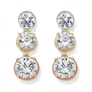 Victoria Wieck 5.96ct Absolute™ 3 Stone Tri Color Drop Earrings