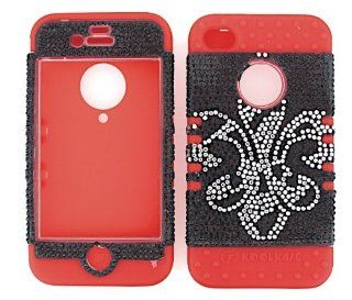 3 IN 1 HYBRID SILICONE COVER FOR APPLE IPHONE 4 4S HARD CASE SOFT RED RUBBER SKIN SAINTS FLEUR RD FD171 KOOL KASE ROCKER CELL PHONE ACCESSORY EXCLUSIVE BY MANDMWIRELESS Cell Phones & Accessories