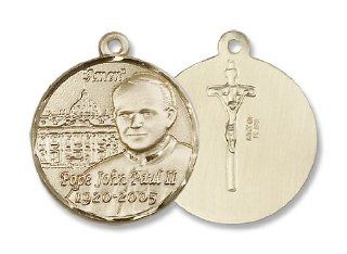 14kt Gold PoPendant John Paul II Medal 1 x 7/8 inch Pendant Jewelry