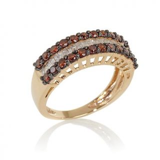 14K Yellow Gold 1.02ct Colored Diamond and White Diamond Band Ring