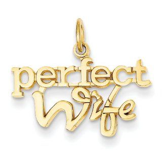 14K Yellow Gold Perfect Wife Charm Jewelry