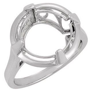 Ring Mounting For Round Gemstone 14K White Gold 12.00 mm Ring Mounting For Round Gemstone Jewelry