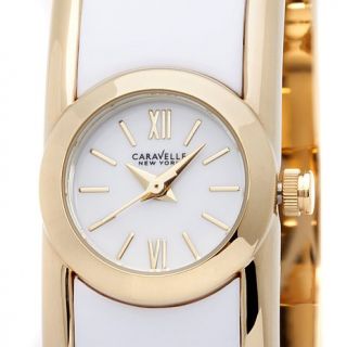 Caravelle New York by Bulova Ladies' Round Dial White and Goldtone Bangle Watch