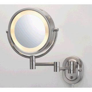 8" Brushed Nickel Finish Dual Sided Surround Light Wall Mount Makeup Mirror