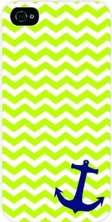 Lime Chevron Navy Anchor   Black Hard Snap on Case Cover for Apple Iphone 5, Iphone 5 Universal Verizon   Sprint   At&t   Great Affordable Gift Cell Phones & Accessories