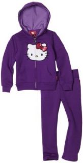 Hello Kitty Girls 2 6x Fleece Active Set with Applique, Royale Purple, 5 Clothing
