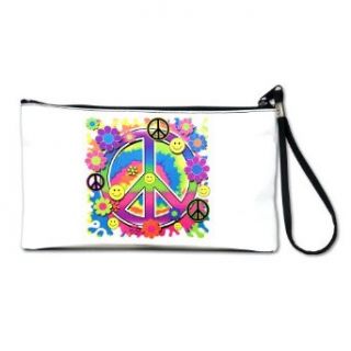 Artsmith, Inc. Clutch Bag Purse (2 Sided) Neon Smiley Face Floral Peace Symbol Sign Clothing