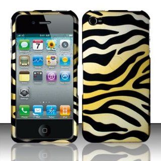 Premium Hard Snap on Faceplate Gold/yellow Black Zebra Case for Apple Iphone 4 /4s (All Carrier) 
