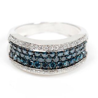 Round Cut Blue & White Diamond Party Band Ring Fine Jewelry for Women's Jewelry
