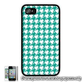 Teal Green White #2 Houndstooth Check Pattern Print Apple iPhone 4 4S Case Cover Skin Black Cell Phones & Accessories