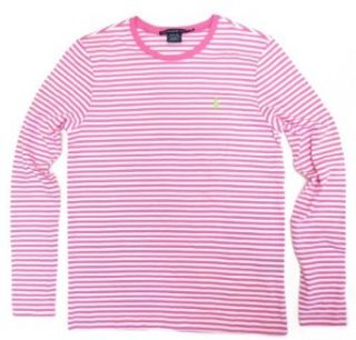 Ralph Lauren Sport Womens Long sleeved Striped T shirt in Pink, White, Lime Green Pony (Small / S) Clothing