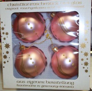 Christborn Brand, German, Hand Blown Boxed Glass Christmas Ornaments Pink Balls  