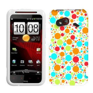 HTC Incredible 4G LTE Multi Color Dots on White Phone Case Cover Cell Phones & Accessories