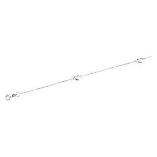 14K White Gold Diamond Cut Cable Anklet With Polished White Hearts   10.00 inches DivaDiamonds Jewelry