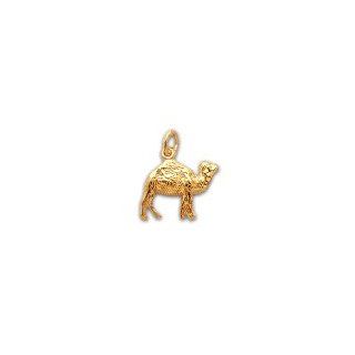 14kt Yellow Gold Camel Charm. 3 Dimensional Gold and Diamond Source Jewelry