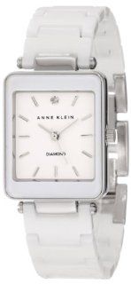 Anne Klein Women's AK/1021WTWT White Ceramic Diamond Accented Dial Silver Tone Watch Anne Klein Watches