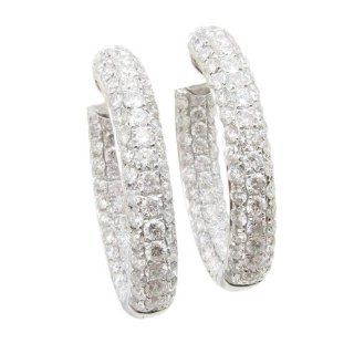 Women 18k White Gold 4.24ctw diamond Hoop earring 58 LE122 Size 10.75 ELiIT Jewelry