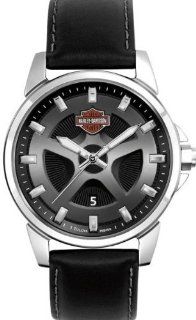 Harley Davidson� Men's Dress Watch. Spoke Collection. Black/Gray Spoke Pattern Dial. Black Strap. 76B158 Clothing