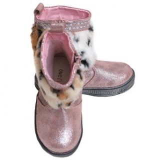 One Ruby Lane Toddler Girls Pink Fur Glitter Boots 8 One Ruby Lane Clothing