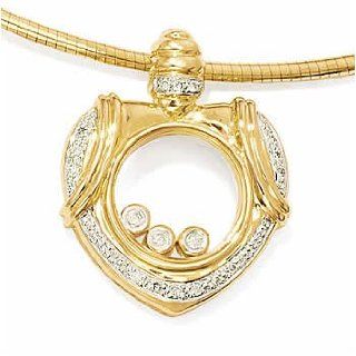 14k Gold Diamond Accent Heart Pendant With Three Floating Diamonds Jewelry