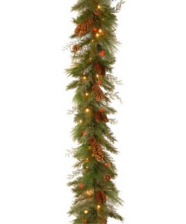 6 ft. Decorative Collection White Pine Pre Lit LED Garland   Battery Operated   Christmas Garland