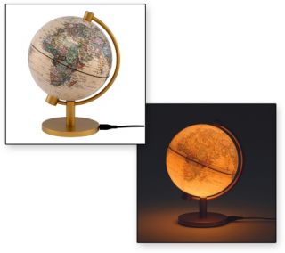 5 in. Illuminated Antique Table Top Globe   Globes