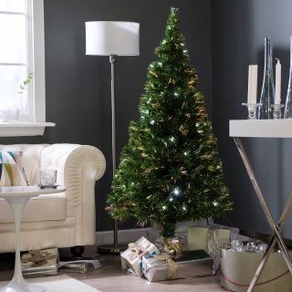 Metallic Green Clover Medium Fiber Optic Pre lit Christmas Tree   5 ft.   Clear   Christmas