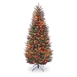7.5 ft. Natural Fraser Slim Fir Hinged Pre Lit Christmas Tree   Multi Colored   Christmas Trees