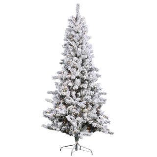 Vickerman Flocked Slim Pine Pre Lit Christmas Tree   Christmas Trees