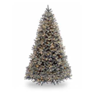 7.5 ft. Feel Real Down Swept Douglas Blue Fir Hinged Pre Lit Christmas Tree   Christmas Trees
