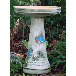 Burley Clay Hand Painted Bluebird Ceramic Bird Bath   Bird Baths