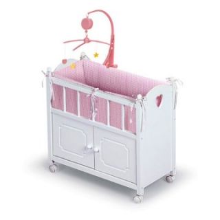 Badger Basket Pink Gingham Doll Crib and Bed   Baby Doll Furniture