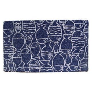 Swimming Fish 18 x 30 Hand Woven Coir Doormat   Outdoor Doormats