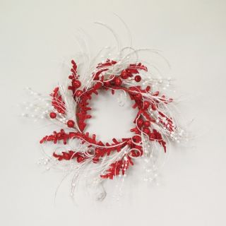 Melrose International 21 in. Red and White Glitter Wreath   Christmas Wreaths