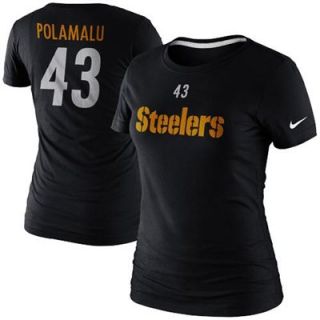 Nike Troy Polamalu Pittsburgh Steelers Ladies Player Name and Number T Shirt   Black