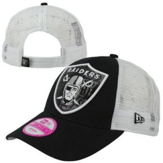 New Era Oakland Raiders 9FORTY Ladies Sequin Shimmer Adjustable Hat   Black/White