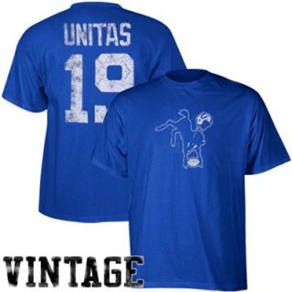 Reebok Indianapolis Colts #19 Johnny Unitas Royal Blue Retired Legends Name & Number Vintage T shirt