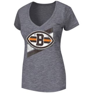 Cleveland Browns Ladies Victory Play V Neck Slim Fit T Shirt   Ash