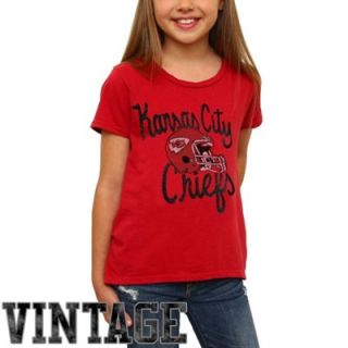 Junk Food Kansas City Chiefs Youth Girls Glitter T Shirt   Red