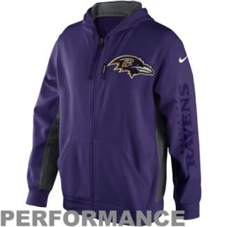 Nike Baltimore Ravens KO Full Zip Performance Hoodie   Purple