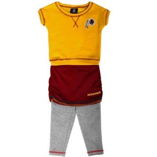 Washington Redskins Preschool Girls 2 Piece Crew T Shirt & Leggings Set   Gold/Burgundy/Ash