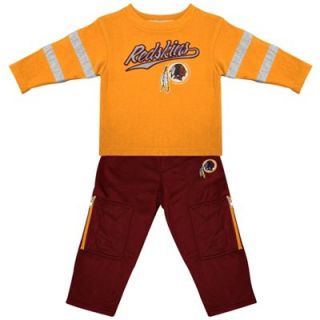 Washington Redskins Infant Long Sleeve T Shirt & Cargo Pants Set   Gold/Burgundy